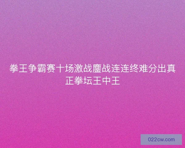 拳王争霸赛十场激战鏖战连连终难分出真正拳坛王中王