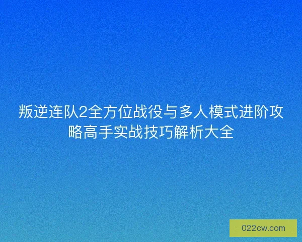 叛逆连队2全方位战役与多人模式进阶攻略高手实战技巧解析大全