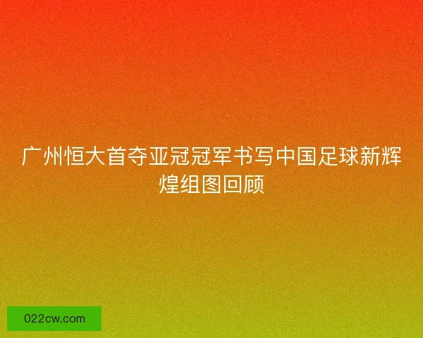广州恒大首夺亚冠冠军书写中国足球新辉煌组图回顾